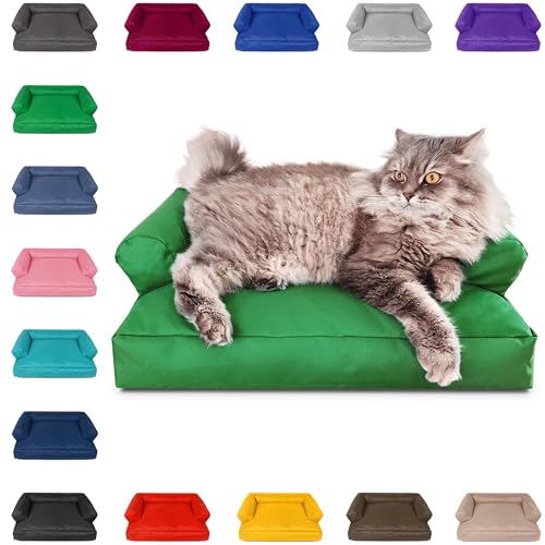 PatchHome Katzenbett – Oeko-TEX Zertifiziert – Katzenmöbel – mit recyceltem Styropor gefüllt – Katzensofa – Made in Germany – 50x40x15 cm – Grün von PATCH HOME