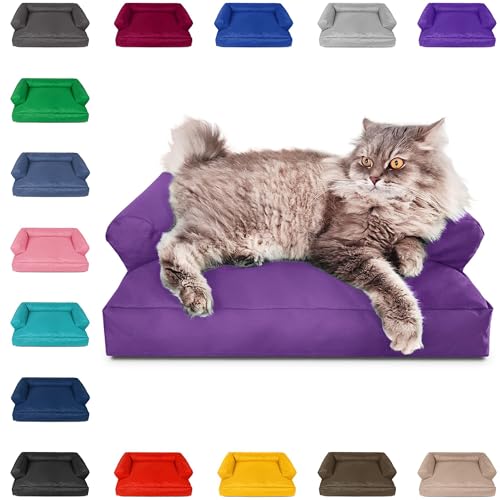 PatchHome Katzenbett – Oeko-TEX Zertifiziert – Katzenmöbel – mit recyceltem Styropor gefüllt – Katzensofa – Made in Germany – 50x40x15 cm – Lila von PATCH HOME