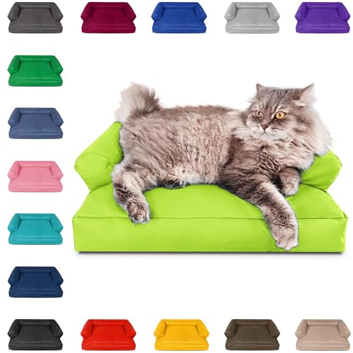 PatchHome Katzenbett – Oeko-TEX Zertifiziert – Katzenmöbel – mit recyceltem Styropor gefüllt – Katzensofa – Made in Germany – 50x40x15 cm – Neon Gelb von PATCH HOME