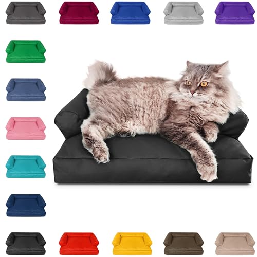 PatchHome Katzenbett – Oeko-TEX Zertifiziert – Katzenmöbel – mit recyceltem Styropor gefüllt – Katzensofa – Made in Germany – 50x40x15 cm – Schwarz von PATCH HOME