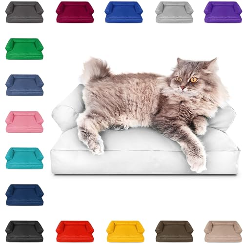PatchHome Katzenbett – Oeko-TEX Zertifiziert – Katzenmöbel – mit recyceltem Styropor gefüllt – Katzensofa – Made in Germany – 50x40x15 cm – Weiss von PATCH HOME