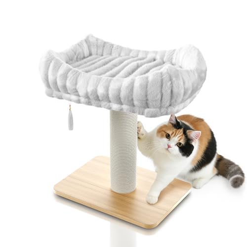 Kratzbaum mit Bett (Naturholz mit weißem Bett) von PATHOSIO PETS