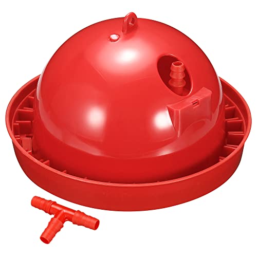 PATIKIL 100mm Huhn Wasserträger 2Pack Automatik Tränke Wasserbehälter mit T-Stück Rot von PATIKIL