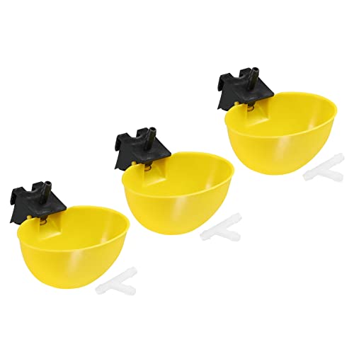PATIKIL 6mm 3Pack Hühnchen Tränkebecher Automatik Geflügel Nippeltrinker Bewässerung Schale für Vogel Geflügel Getränke Gelb von PATIKIL