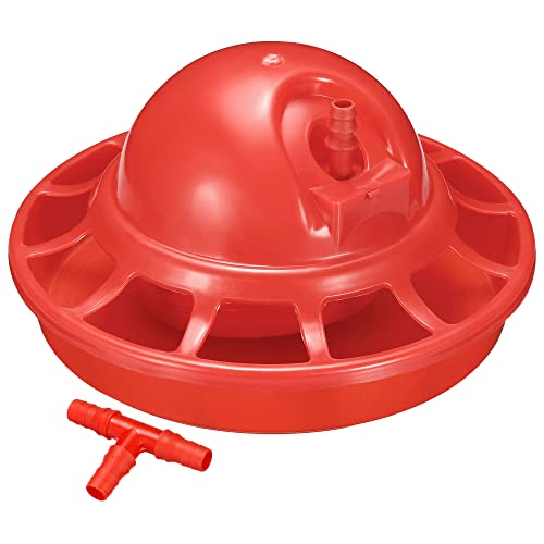 PATIKIL 95mm Huhn Wasserträger 2Pack Automatik Tränke Wasserbehälter mit T-Stück Rot von PATIKIL