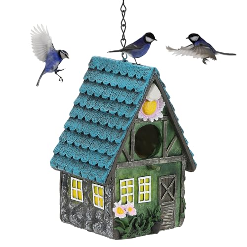PATIKIL Vogelhäuser für den Außenbereich, Kunstharz, hängendes Vogelhaus mit Kette zum Aufhängen, handgefertigt, natürliches Kolibri-Haus für den Außenbereich, Garten, Innenhof, Terrasse, Dekoration, PATIKIL Vogelhäuser für den Außenbereich, Kunstharz, hängendes Vogelhaus mit Kette zum Aufhängen, handgefertigt, natürliches Kolibri-Haus für den Außenbereich, Garten, Innenhof, Terrasse, Dekoration, von PATIKIL