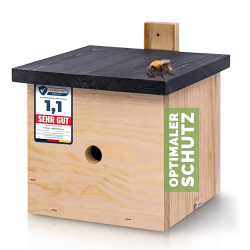PATKAR® Hummelhaus Hummelkasten [EXTRA STABIL] - Insektenhotel Bienenhotel wetterfest & windfestes Kiefernholz (Made in Europe) - Wildbienenhotel Bienenhaus für den Garten - Gebrauchsfertig montiert von PATKAR