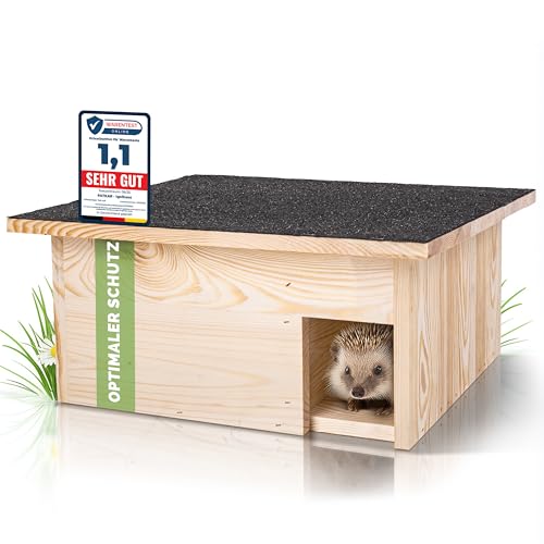PATKAR® Igelhaus Winterfest mit Boden [SCHÜTZT VOR FRESSFEINDEN] - Premium Igelfutterhaus (Made in Europe) - Hochwertige Igelhäuser Igel Haus - Igel Schlafhaus Igel Futterhaus - Igelhotel Igelhöhle von PATKAR