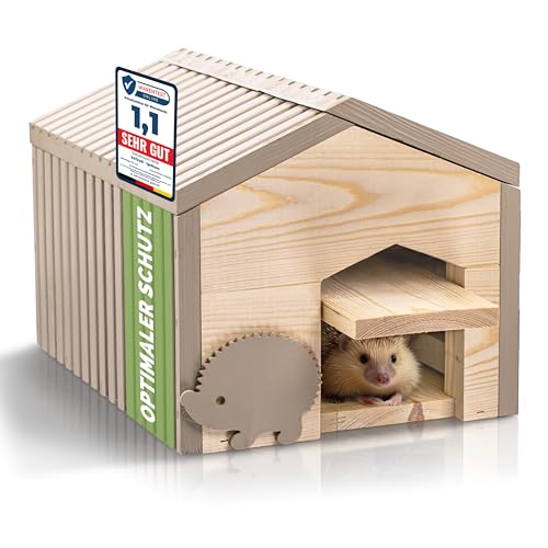 PATKAR® Igelhaus Winterfest mit Boden [SCHÜTZT VOR FRESSFEINDEN] - Premium Igelfutterhaus (Made in Europe) - Hochwertige Igelhäuser Igel Haus - Igel Schlafhaus Igel Futterhaus - Igelhotel Igelhöhle von PATKAR