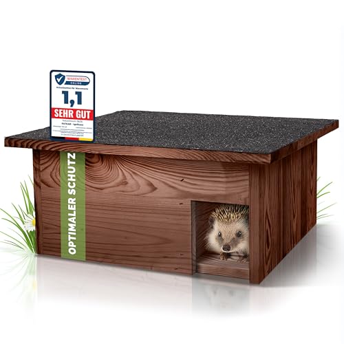 PATKAR® Igelhaus Winterfest mit Boden [SCHÜTZT VOR FRESSFEINDEN] - Premium Igelfutterhaus (Made in Europe) - Hochwertige Igelhäuser Igel Haus - Igel Schlafhaus Igel Futterhaus - Igelhotel Igelhöhle von PATKAR