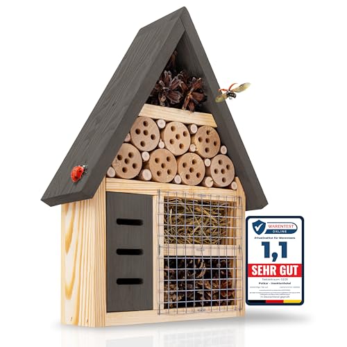 PATKAR® Insektenhotel wetterfest [EXTRA STABIL] - Hummelhaus aus hochwertigem Holz (Made in Europe) - Premium Hummelkasten für Bienen, Wildbienen, Marienkäfer & Schmetterlinge - Wildbienen Nisthilfe von PATKAR