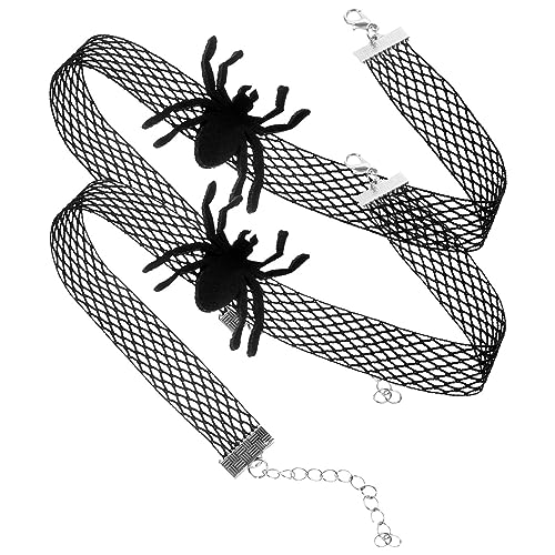 PATKAW 2 Stück Katzen-Spinnen-Mesh-Halsband Halloween-Kätzchen-Halsband Verstellbares Spinnen-Katzenhalsband Gothic-Vintage-Punk-Haustier-Halsschmuck Geschenke Für von PATKAW