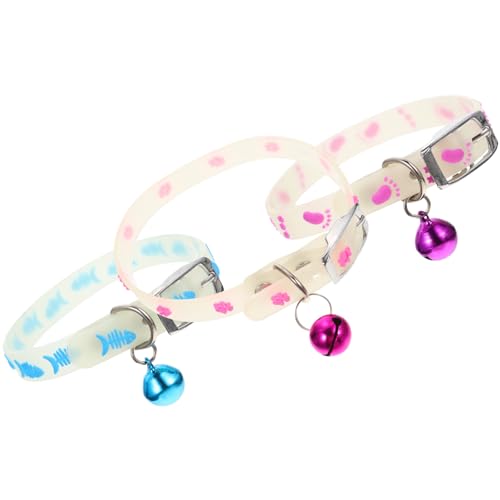PATKAW 3-Teiliges Leuchtendes Halsband Für Katzen Und Hunde Verstellbares Katzen-Halsband Welpenhalsband Hundeglocken-Ornament Ideal Für Mädchen Katzen Jungen Katzen von PATKAW