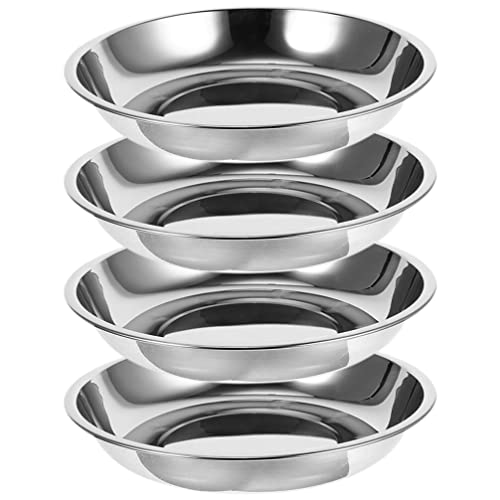 PATKAW 4 x Edelstahl-Hundenäpfe – 17,8 cm (7 Zoll) Schnurrhaar, flache und breite Näpfe, Hundeteller, große Fressnapf für Haustiere, Katzen, Hunde, mit erhöhtem Ständer, Haustiernapfständer von PATKAW