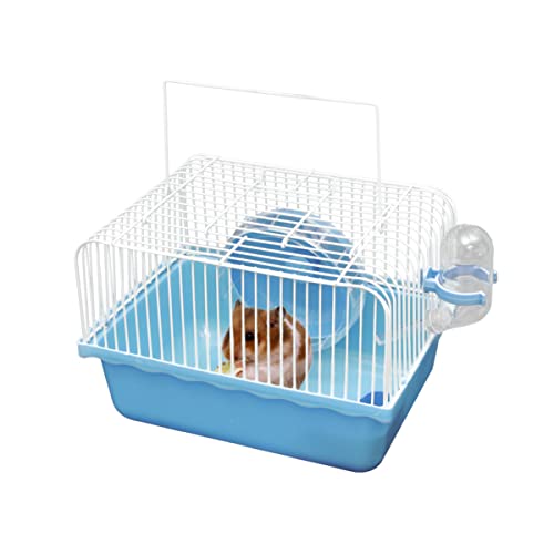 PATKAW Spielzeug Für Draußen Hamsterkäfig Tragbarer Reise-Rattenkäfig Mit Griff Rennmäusekäfige Kleintier-Tragetasche Haustierhaus Lebensräume Zum Ausgehen Reisen (Blau) von PATKAW