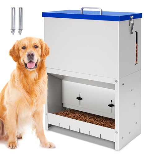 PAUQRWIE 10 kg Schwerkraft-Hunde-Futterstation – Automatischer Hunde-Futterspender für große Rassen, Outdoor-Haustier-Futterstation, automatischer Trockenfutterspender für Haustiere, Katzen, Hunde von PAUQRWIE