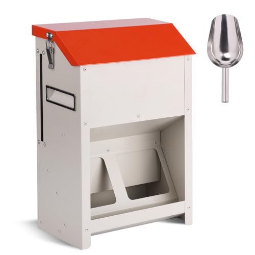 PAUQRWIE Automatischer Hühner-Futterstation, 11,3 kg, 10 Futteröffnungen, kein Abfall, Geflügel-Futterstation, großer Futterspender für Hühner, Ente, Truthahn, Fasan, Hühnerstall von PAUQRWIE