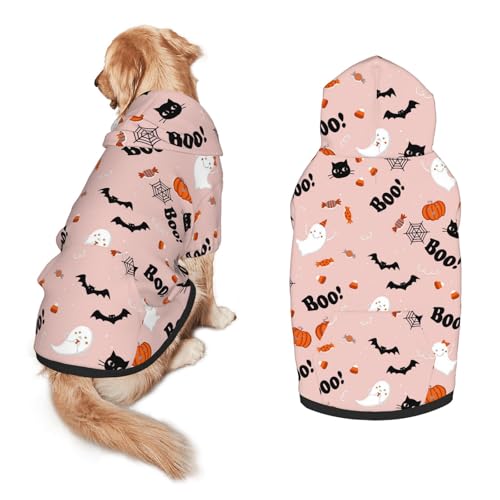 Halloween-Hundekostüm, 3, Halloween-Cosplay-Kleidung, Pullover, Haustier-Sweatshirt, Kapuzenpullover mit Tasche für mittelgroße und große Hunde, Größe L von PAUSEBOLL
