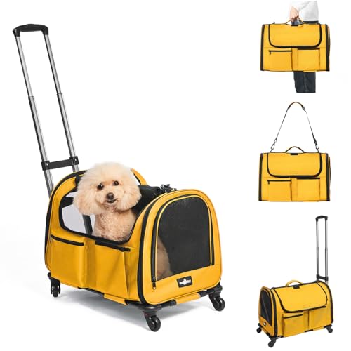 PAW BALLET Transportbox für Haustiere mit Rädern, langlebig, von Fluggesellschaften zugelassene Tragetasche für Hunde und Katzen von PAW BALLET