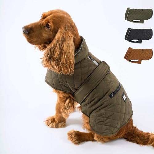 PAW WOW Fritz Hundemantel | Hundejacke mit Bauchschutz und Klettverschluss | Hundejacke Winter für kleine und mittelgroße Hunde (Olive, M) von PAW WOW