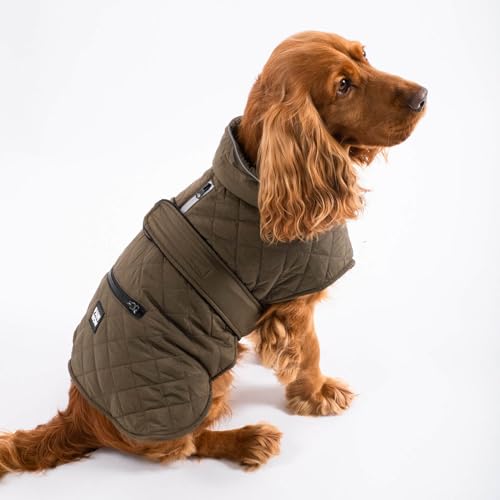 PAW WOW Fritz Hundemantel | Hundejacke mit Bauchschutz und Klettverschluss | Hundejacke Winter für kleine und mittelgroße Hunde (Olive, XL) von PAW WOW