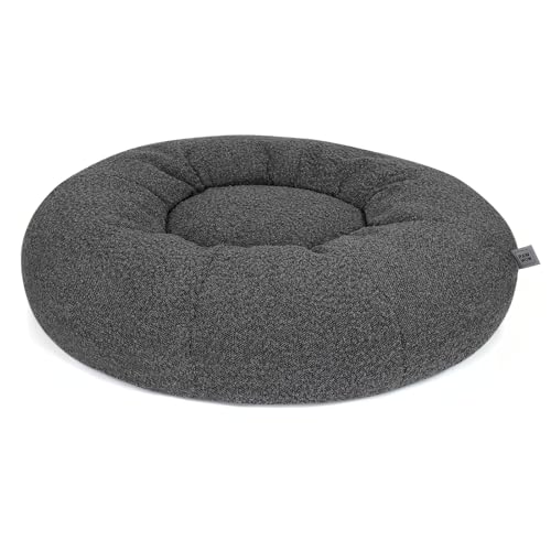 PAW WOW Leni Hundebett | Hundekörbchen rund für kleine und mittelgroße Hunde | Bouclé-Stoff (ø 80cm) (Grau) von PAW WOW