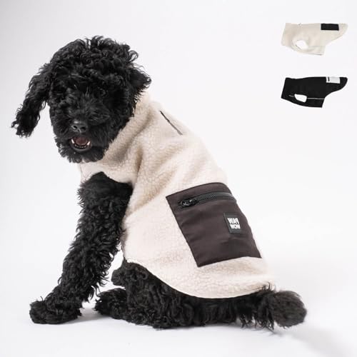 PAW WOW MIKA Hundejacke | Hundemantel Teddy-Fleece | Hunde-Weste mit Bauchschutz für kühle Temperaturen (Beige, L) von PAW WOW