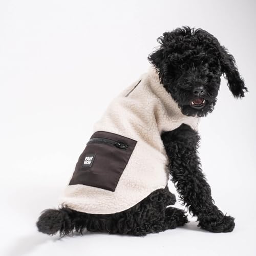 PAW WOW MIKA Hundejacke | Hundemantel Teddy-Fleece | Hunde-Weste mit Bauchschutz für kühle Temperaturen (Beige, M) von PAW WOW
