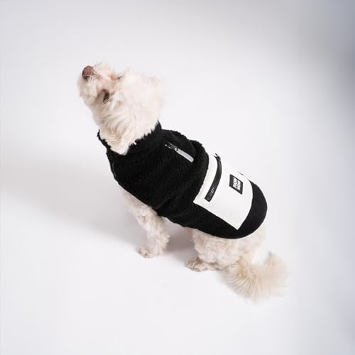 PAW WOW MIKA Hundejacke | Hundemantel Teddy-Fleece | Hunde-Weste mit Bauchschutz für kühle Temperaturen (Schwarz, M) von PAW WOW
