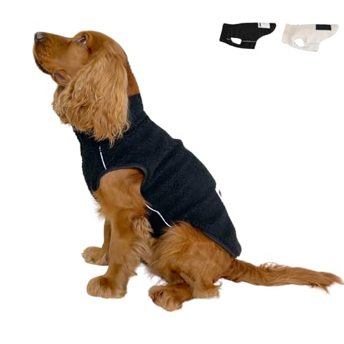 PAW WOW MIKA Hundejacke | Hundemantel Teddy-Fleece | Hunde-Weste mit Bauchschutz für kühle Temperaturen (Schwarz, S) von PAW WOW