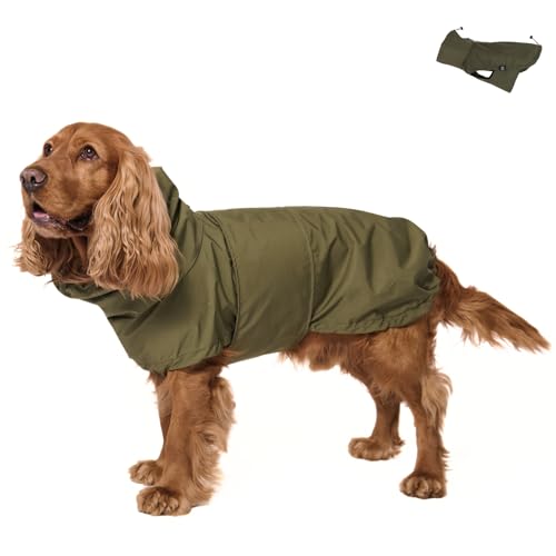 PAW WOW Oskar Hunderegenmantel | Wasserdicht mit Bauchschutz & Geschirröffnung | Reflektierende Hunde-Regenjacke für kleine & große Hunde (M) von PAW WOW