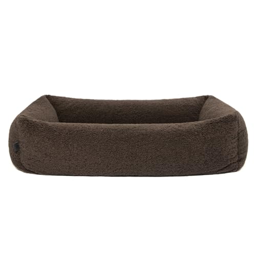 PAW WOW Sven Hundebett | Orthopädisches Hundebett | Teddy-Stoff | Hundekörbchen für kleine, mittelgroße und große Hunde (Braun, 70x100cm) von PAW WOW