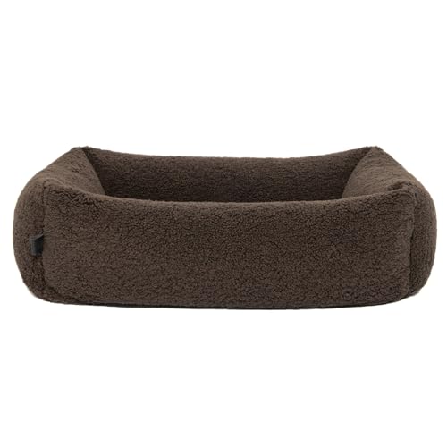 PAW WOW Sven Hundebett | Orthopädisches Hundebett | Teddy-Stoff | Hundekörbchen für kleine, mittelgroße und große Hunde (Braun, 80x60cm) von PAW WOW