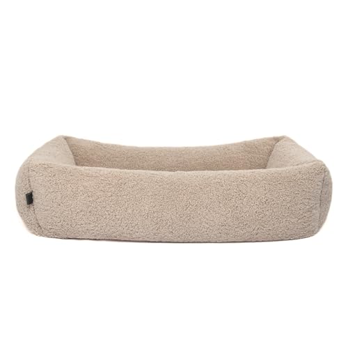 PAW WOW Sven Hundebett | Orthopädisches Hundebett | Teddy-Stoff | Hundekörbchen für kleine, mittelgroße und große Hunde (Greige, 70x100cm) von PAW WOW