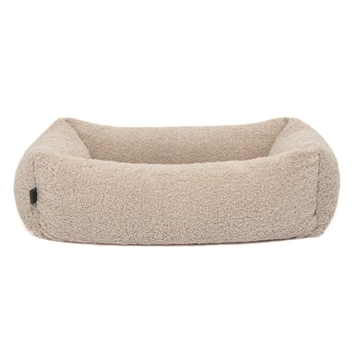 PAW WOW Sven Hundebett | Orthopädisches Hundebett | Teddy-Stoff | Hundekörbchen für kleine, mittelgroße und große Hunde (Greige, 80x60cm) von PAW WOW