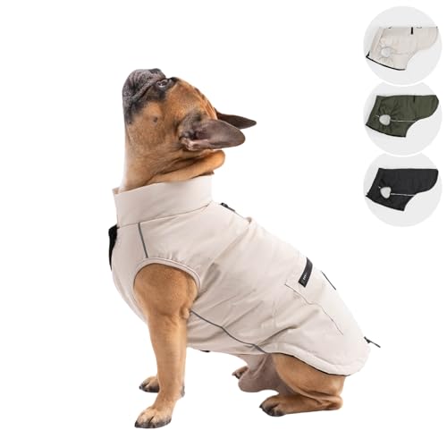 PAW WOW Toni Hundejacke | Winter Hundemantel mit Bauchschutz | Hundeweste für große & kleine Hunde (Beige, S) von PAW WOW