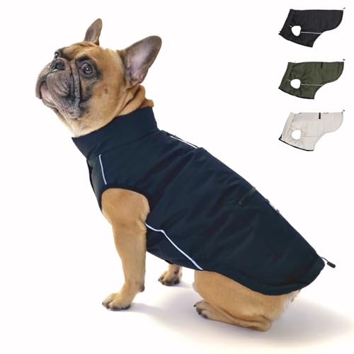 PAW WOW Toni Hundejacke | Winter Hundemantel mit Bauchschutz | Hundeweste für große & kleine Hunde (Schwarz, L) von PAW WOW