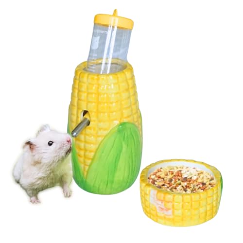 PAWCHEE Wasserflasche aus Maiskeramik, auslaufsicher, mit Futternapf, Hamster, Rennmäuse, Mäuse, Wasserflaschen mit Halter, Wasserspender für kleine Tiere PAWCHEE Wasserflasche aus Maiskeramik, auslaufsicher, mit Futternapf, Hamster, Rennmäuse, Mäuse, Wasserflaschen mit Halter, Wasserspender für kleine Tiere von PAWCHEE