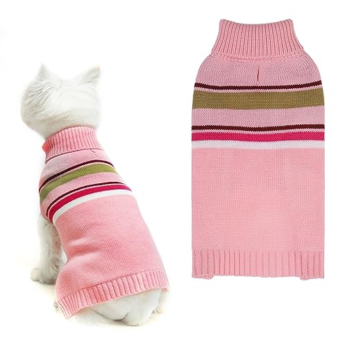 Hundepullover – Warmer Mantel mit Rollkragen, dicke Hundekleidung mit Loch für die Leine, gestricktes Hundeoutfit für kleine bis große Hunde, Welpen, Katzen von PAWCHIE