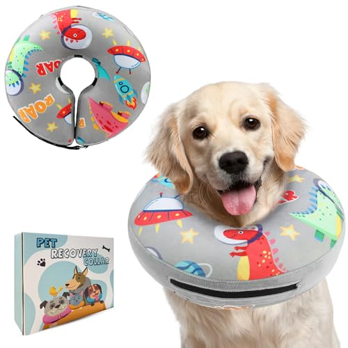 PAWCHIE Aufblasbares Hundekegel-Halsband Alternative, weicher Hundekegel für mittelgroße bis große Hunde nach Operationen, verstellbare Halserholung E-Halsbänder, Donut-Halsband mit niedlichen PAWCHIE Aufblasbares Hundekegel-Halsband Alternative, weicher Hundekegel für mittelgroße bis große Hunde nach Operationen, verstellbare Halserholung E-Halsbänder, Donut-Halsband mit niedlichen von PAWCHIE