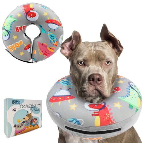 PAWCHIE Aufblasbares Hundekegel-Halsband Alternative, weicher Hundekegel für mittelgroße bis große Hunde nach Operationen, verstellbare Halserholung E-Halsbänder, Donut-Halsband mit niedlichen PAWCHIE Aufblasbares Hundekegel-Halsband Alternative, weicher Hundekegel für mittelgroße bis große Hunde nach Operationen, verstellbare Halserholung E-Halsbänder, Donut-Halsband mit niedlichen von PAWCHIE