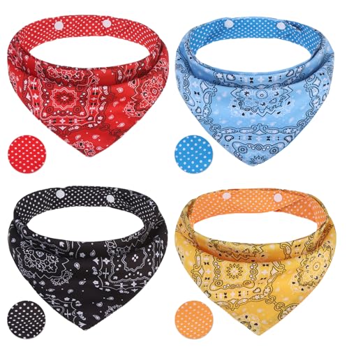 PAWCHIE Hund Bandana für Hunde und Katzen, Baumwolle, 4er Pack, Größe 17*12", Rot (Multicolored), Polyester/100% von PAWCHIE