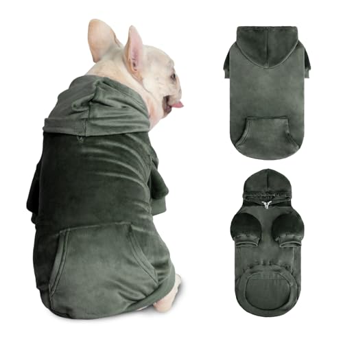 PAWCHIE Hunde-Kapuzenpullover, hochwertiger Hundepullover für kleine, mittelgroße und große Hunde, Batik-Tuch mit Loch für die Leine, Welpen-Sweatshirt, Haustier-Outfit, Katzenbekleidung, Grün, Größe von PAWCHIE
