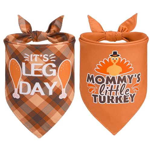 PAWCHIE Hundehalstücher für Thanksgiving, wendbar, dreieckig, kariert, Festival-Stil für kleine, mittelgroße und große Hunde und Katzen, verstellbar, weich, niedlich, für Mädchen und Jungen, 2 Stück von PAWCHIE