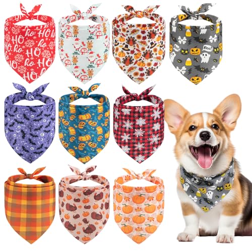 PAWCHIE Hundehalstücher für den Urlaub, dreieckig, kariert, Festival-Stil für kleine, mittelgroße und große Hunde und Katzen, Großpackung für den täglichen Gebrauch im Herbst, Winter, Halloween von PAWCHIE