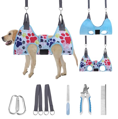 PAWCHIE Hundepflege-Hängematten-Geschirr für Hunde und Katzen, mit Nagelknipser, Katzenaufhängerschlinge zum Trimmen von Nägeln, Hundehängematte, Fesseltasche für kleine, mittelgroße und große Hunde, PAWCHIE Hundepflege-Hängematten-Geschirr für Hunde und Katzen, mit Nagelknipser, Katzenaufhängerschlinge zum Trimmen von Nägeln, Hundehängematte, Fesseltasche für kleine, mittelgroße und große Hunde, von PAWCHIE