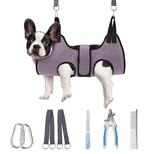PAWCHIE Hundepflege-Hängemattengeschirr für Hunde und Katzen, mit Nagelknipser, atmungsaktiv, Katzenaufhänger, Schlinge zum Trimmen von Nägeln, Hundehängematte, Fesseltasche für kleine, mittelgroße von PAWCHIE