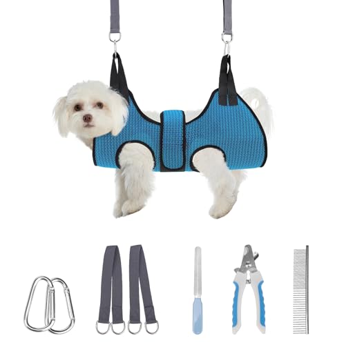 PAWCHIE Hundepflege-Hängemattengeschirr für Hunde und Katzen, mit Nagelknipser, atmungsaktiv, Katzenaufhänger, Schlinge zum Trimmen von Nägeln, Hundehängematte, Fesseltasche für kleine, mittelgroße von PAWCHIE
