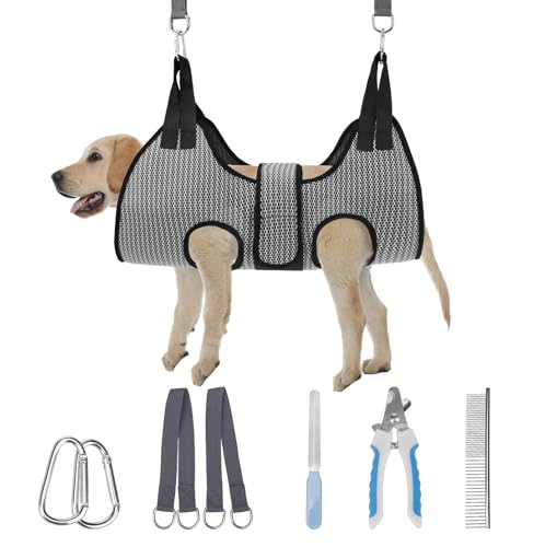 PAWCHIE Hundepflege-Hängemattengeschirr für Hunde und Katzen, mit Nagelknipser, atmungsaktiv, Katzenaufhänger, Schlinge zum Trimmen von Nägeln, Hundehängematte, Fesseltasche für kleine, mittelgroße von PAWCHIE
