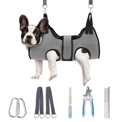 PAWCHIE Hundepflege-Hängemattengeschirr für Hunde und Katzen, mit Nagelknipser, atmungsaktiv, Katzenaufhänger, Schlinge zum Trimmen von Nägeln, Hundehängematte, Fesseltasche für kleine, mittelgroße von PAWCHIE
